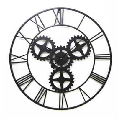 China Viable Luxury Home Bar Wall Clock Metal Frame Decorative Gear Clock for sale