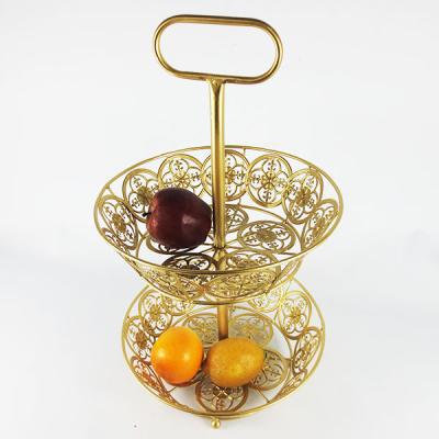 China Cake Display 2-Tier Round Tower Fruit Dish Cake Stand For Birthday Wedding Decorations Fruit Basket for sale