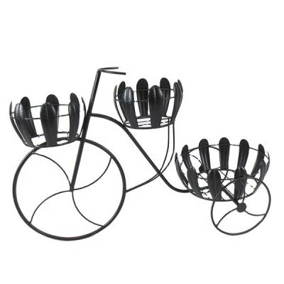 China Modern Hot Selling Home Wedding Decorations Desk Decor Wrought Iron Bicycle Flower Pot Stands for sale