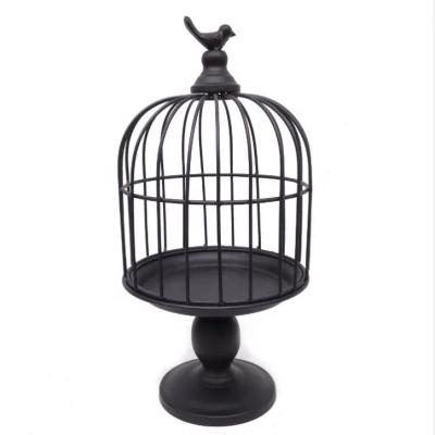 China Factory Price Minimalist Pet Supplies Decoration Black Cast Iron Round Birdcage for sale