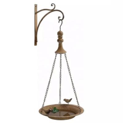 China Bird Feeder Iron Rust Bird Feeder Backyard and Patio Decor Wall Mount Outdoor Hanging Bird Bath for sale