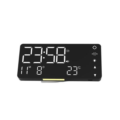 China Calendars Sound Control Adjustable Brightness LED Digital Alarm Clock with Night Light for Sleep Lounge Nursery Travel for sale