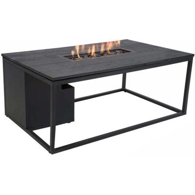 China Modern Industrial Aluminum Fireplace Garden Top Modern Furniture Teak Frame Style Outdoor Gas Fire Pit Coffee Table for sale