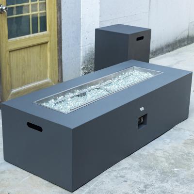 China Outdoor Modern Aluminum Garden Furniture Outdoor Gas Fire Pit Coffee Table With Gas Bottle Cover for sale