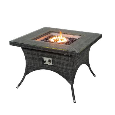 China Aluminum Outdoor Frame Knock Down Gas Fire Pit Around Wicker Table (WH021-LL) for sale