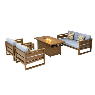 China Stocked 2020 WEHUO Cast Aluminum Patio Furniture Fire Pit Garden Set for sale