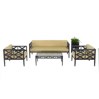 China New Products Modern Outdoor Furniture WEIHUO Aluminum Frame Garden Sofa Sets With Cushion And Coffee Table for sale