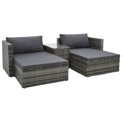 China Modern 5 Piece Garden Lounge Set With Cushions Gray Rattan Poly for sale