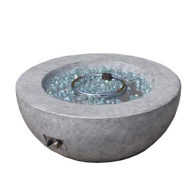 China Stocked Hot Sale Bowl Shape Aluminum Fire Pit Coffee Table With Lava Rocks for sale