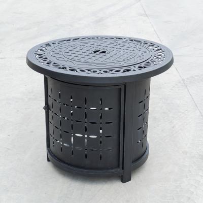 China Outdoor round aluminum gas fire pit table with cast aluminum table top for sale