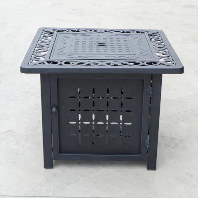 China 30 Inch Outdoor Square Fire Pit Aluminum Table With Cast Aluminum Table Top for sale