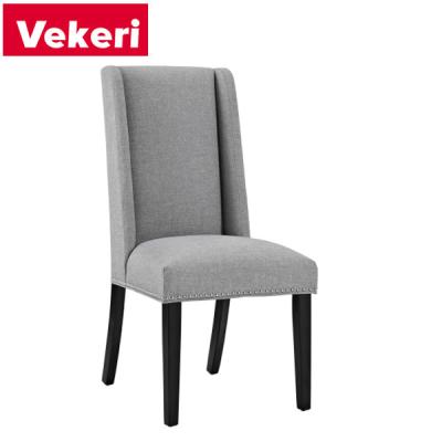 China Modern Elegant Modern Dining Chair Gray Wide Dining Chair Inlaid With Polished Nail Head Firm Dining Chair Legs for sale