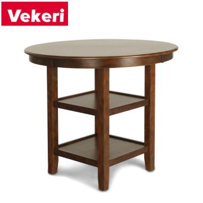 China Customizable modern chinese style round solid wood brown dining table is designed on the third floor in the garden and dining room for sale