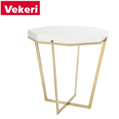 China Side Table Danna Metal End Table - Customizable modern mable top furniture stainless steel gold/white gold for living room for sale