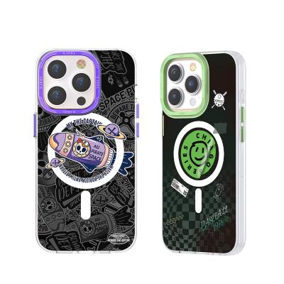 China TGVIS Shockproof Case For Iphone 14 Magnets Charger Pro Max Case Magsafe Luxury Phone Cases Premium Magnetic Strong Dark Purple for sale