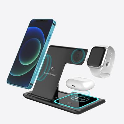 China New Version 15w Fast Charging Wireless Charger Stand 3 In 1 15w Wireless Charger Device For Cell Phone 2.5w Charger For Watch 2w Charging Pad for sale