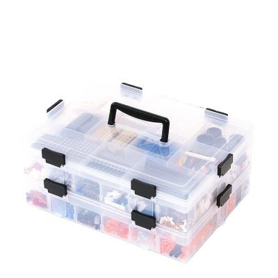 China Large capacity occasional multi-functional portable multi-layer stackable buckle children's toy building block detachable storage box for sale