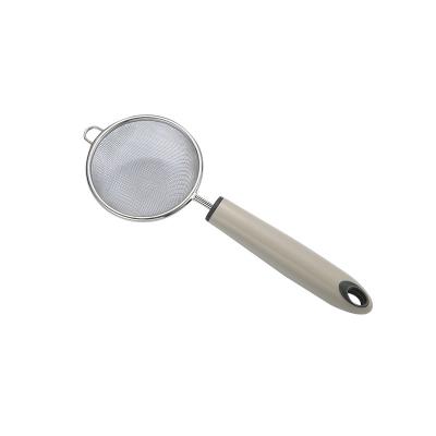 China Large 304 Mesh Stainless Steel LOGO Colander Strainer Customizable Oil Viable Grid Tea Filter Strainer Spoon for sale