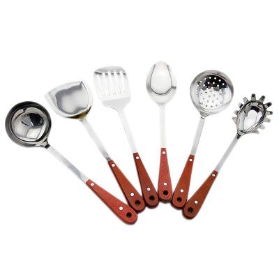 China Viable Tike Wood Staple Handle Stainless Steel Mahogany Handle Long Tongue Key Household Mahogany Leak 7 Piece Set for sale