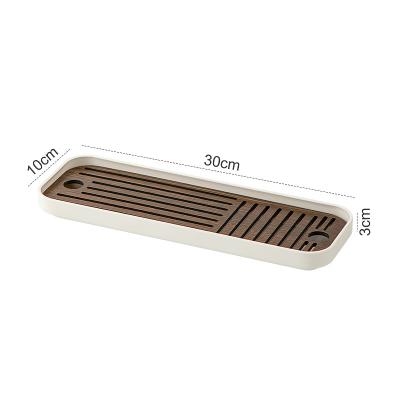 China Creative Rectangular Tray Double Holder Wooden Living Room Cup Tray Lid Water Cup Water Tea Kitchen Sink Drain Casual Casual for sale