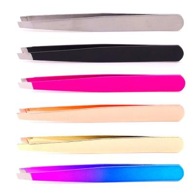 China Straight eyebrow tweezers for men and women colored tweezers for eyebrow plucking and stubborn hair removal for sale