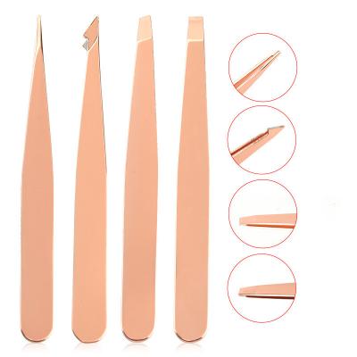 China Gold Color Straight Eyebrow Tweezers for Men and Women Eyebrow Trimmer Plucking and Ingrown Hair Removing Tools for sale