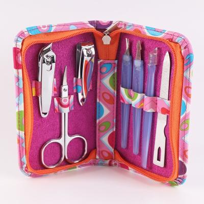 China Portable Durable 7pcs Mini Manicure Set In Customzied Cute Logo Zipper Pocket For Sale for sale