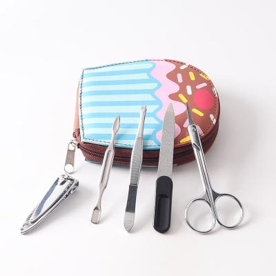 China Portable Durable 5pcs Mini Manicure Set in customzied logo capcake zipper pocket for sale for sale