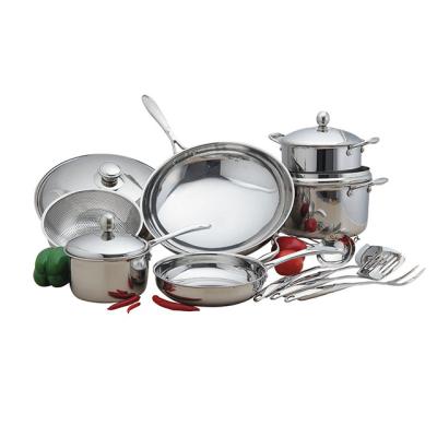 China Viable Made In China Top Quality Factory Customized 13pcs Stainless Steel Cooking Pot Cookware Set With Steel Lid for sale