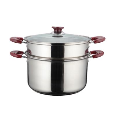 China Hot Selling High Quality 2 Tier Soup Stock Steamer Pot Boiler Cookware Stainless Steel Stainless Steel Steamer Pot Set Viable Cheap for sale