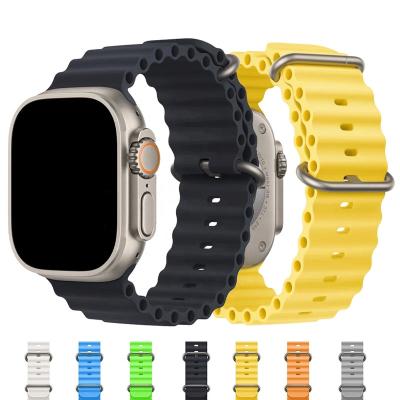 China Newest 2022 Unique Strap For Apple Watch Series 8 Ocean Band 49mm 45mm Accessories Silicone Strap For Apple Watch Ocean Band Ultra for sale