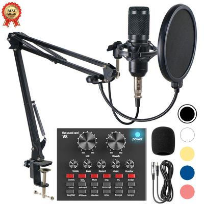 China BM-800 Microfono USB Studio Recording Desktop Professional Condenser Microphone with V8 Sound Card for Youtube Game Live Streaming for sale