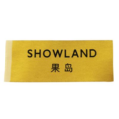 China Sustainable Factory Fashion Design Cheap Black Apparel Woven Label / Clothes Label Custom for sale