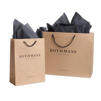 China Custom Printing Recyclable Clothing Packaging Paper Bags With Rope Handle for sale