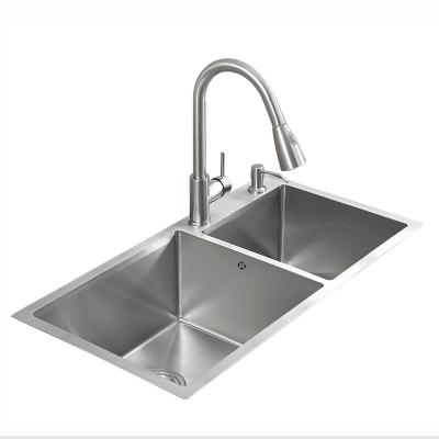 China Without Faucet Double Bowl Kitchen Sink Stainless Steel Kitchen Sink 304 Stainless Steel Sinks for sale