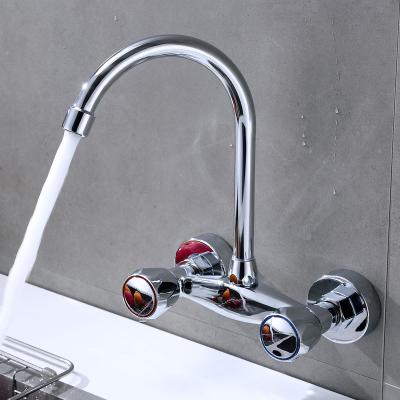 China Other Stainless Steel Kitchen Faucet Wall Mounted Faucet With Double Holes Hot And Cold Faucet Kitchen for sale