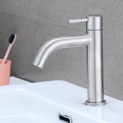 China Metered Faucets Luxury 304 Stainless Steel Bathroom Sink Single Handle Toilet Basin Brushed Nickel Single Cold Faucet for sale