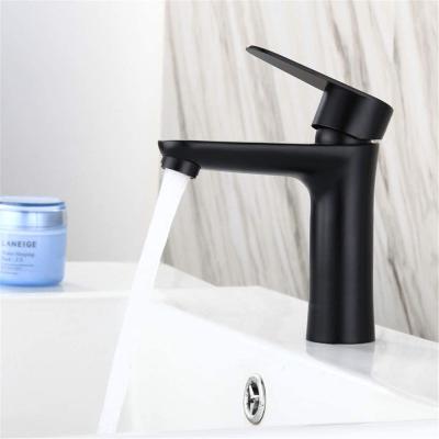 China Single Handle Bathroom Sink Faucets Single Metered Toilet Vanity Mixer Tap For One Hole With Hot And Cold 304 Stainless Steel Matt Black Basin Faucet for sale