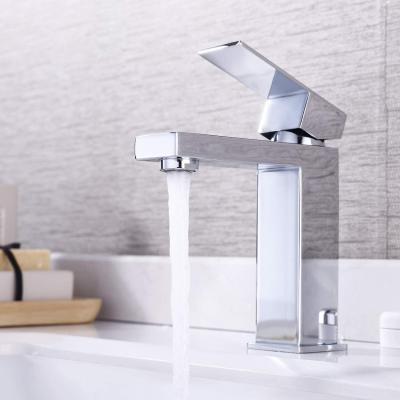 China Stainless Steel Vanity Faucets Modern Bathroom Single Handle Metered And Cold Sink Type Hot Mixer Brushed Water Faucet for sale