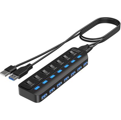 China Port 3.0 Hub, 7 USB Hub USB Splitter With Individual LED LED Switches 5Gbps High Speed ​​Data USB Extension N-UH3702 for sale