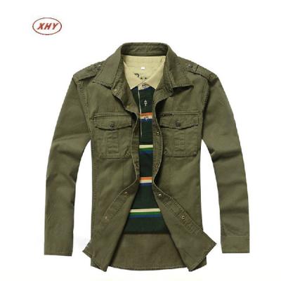 China Anti-pilling Anti-pilling Olive Green Collar Button Army Combat Men's Shirts for sale