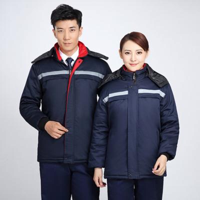 China Polyester Polyester Workwear Coat Custom Engineered Cotton Thick Insurance Winter Coat Workwear Wear Resistant Coveralls for sale