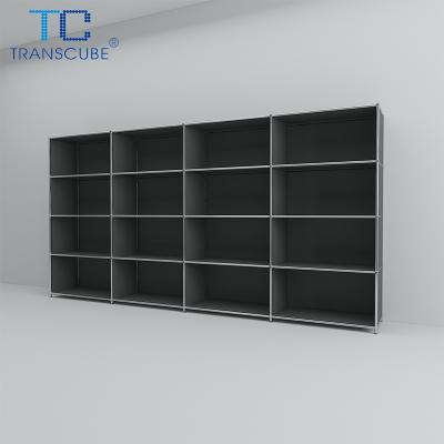 China Modern Custom Black Jewelry Accessories Steel Wall Cabinet Jewelry Showcase Display Shelves for sale