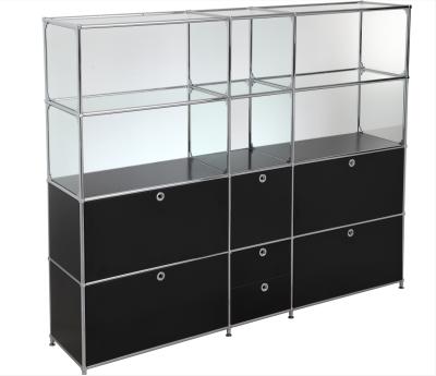 China Home Elegant Glass Jewelry Display Cabinet Drawer Furniture Glass Zinc Alloy Display Cabinet for sale