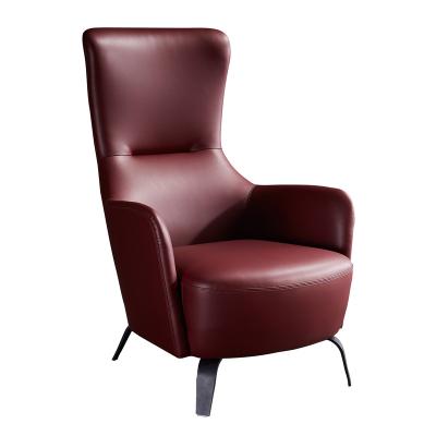 China High Density Metal Cold Italian Single High Back Leg Modern Leisure Designs Foam Processing Accent Living Room Sofa Red Leather Chairs for sale