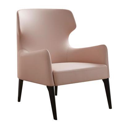 China High Density Cold Foam Metal Treatment Injection Memory Foam Leather Wing Hotel Modern Luxury Hot Pink Accent Chair Back for sale