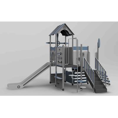 China 304 Stainless Steel & PE Kids Stainless Steel Slide Kids Playground Outdoor Play Set For School Play Park for sale