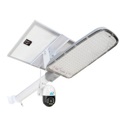 China HD1080P 200W European Style Solar Street Light Arm Flood Light 200W With CCTV Camera And 4G Sim Card for sale