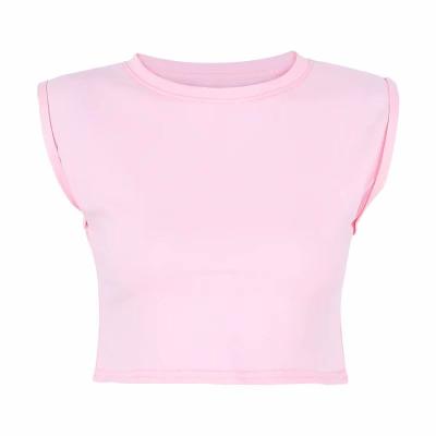 China Women's Yoga Sleeveless Tops Solid Color Navel High Waist T-Shirt Breathable Loose Running Dance Vest for sale