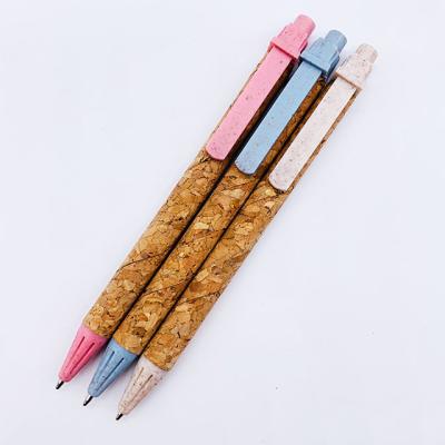 China Cheap Promotional Pen Wheat Straw Cork Ballpoint Pen With Eco-friendly Pens On Hot Sales for sale